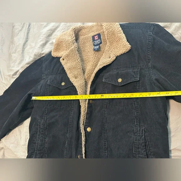 Chaps Jacket Blue Corduroy Sherpa Lined Mens M